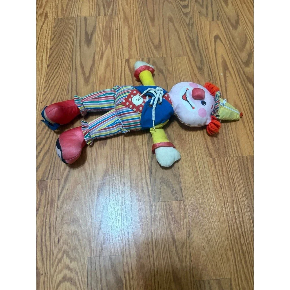 Fisher Price Vintage Clown Plush 1984 Learn To Dress Button Snap Tie Zip Toy